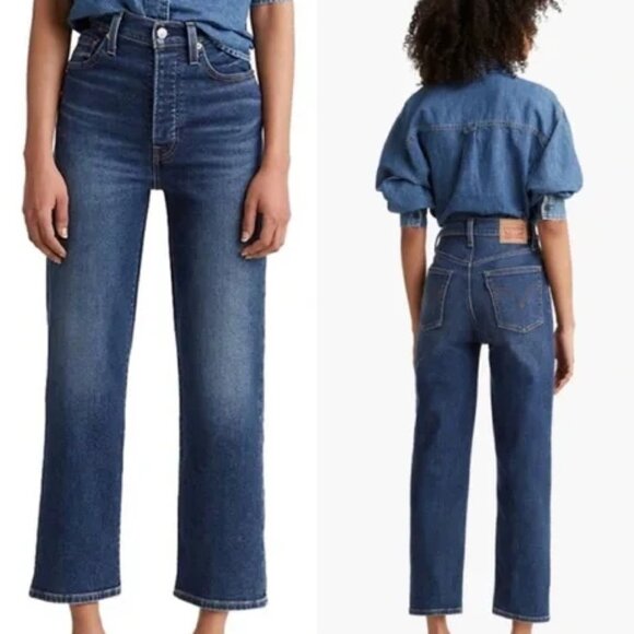 Levi's Denim - Levis Dark Wash High Rise Ribcage Straight Ankle Jeans